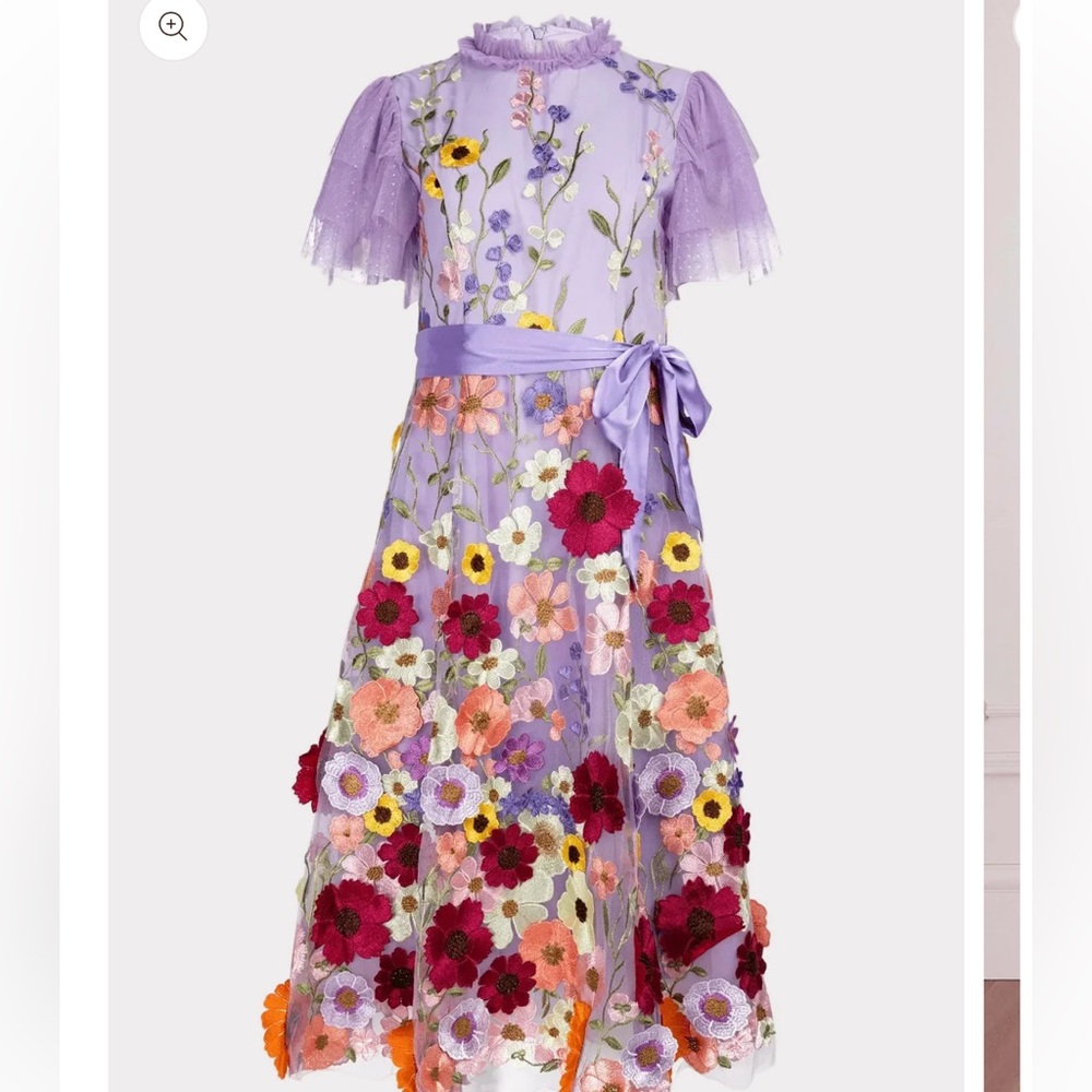 JessaKae Purple Floral Embroidered Midi Dress